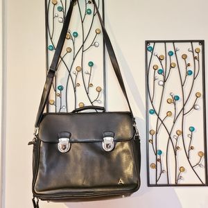 Black soft sides leather portfolio briefcase